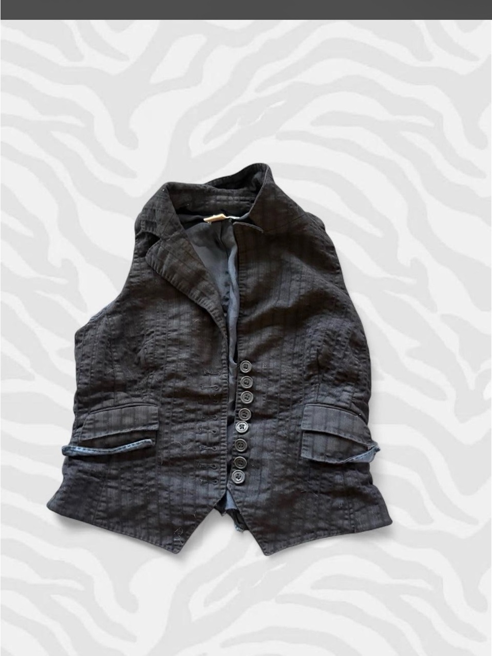 Karen Millen Black Textured Button-Front Vest
